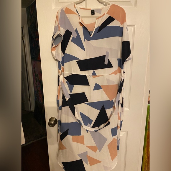 SHEIN Dresses & Skirts - SHEIN Abstract Midi Dress in Blue, Black, and Peach